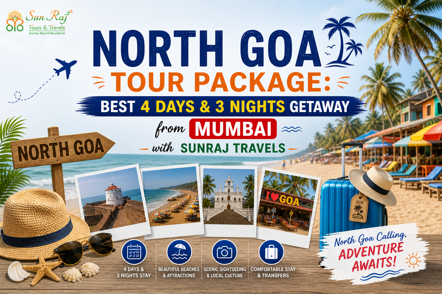 North Goa Tour Package: Best 4 Days & 3 Nights Getaway from Mumbai with SunRaj Travels